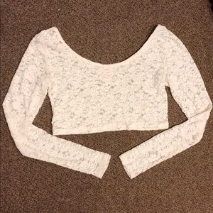 Mossimo Scoop Neck Floral Lace Crop Top